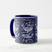 Blauwe en witte kabeljauw vis Indigo Intricate Mok (Voorkant links)