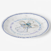 Blauwe en witte kerstangel van geloof en sterren papieren bordje (Gekanteld)