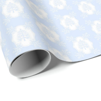 Blauwe en witte kerstbomen cadeaupapier