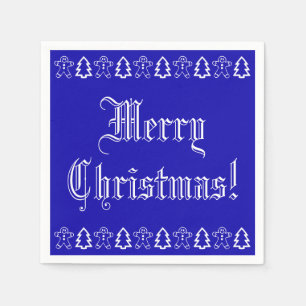 Blauwe en witte kerstboom Gingerbrood Man Cute Servet