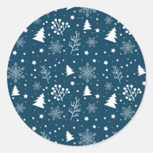 Blauwe en witte kerstboom, suikerkoekjes ronde sticker