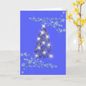 Blauwe en witte kerstKaart met boom Kaart (Gele Bloem)