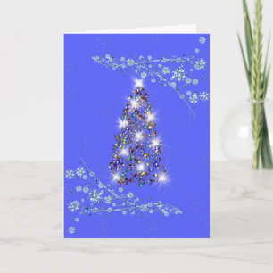 Blauwe en witte kerstKaart met boom Kaart