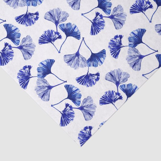 Blauwe en witte kiekenbladeren tissuepapier (Detail)