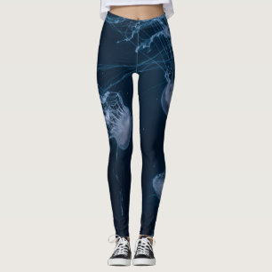 Blauwe en witte kieuwen leggings