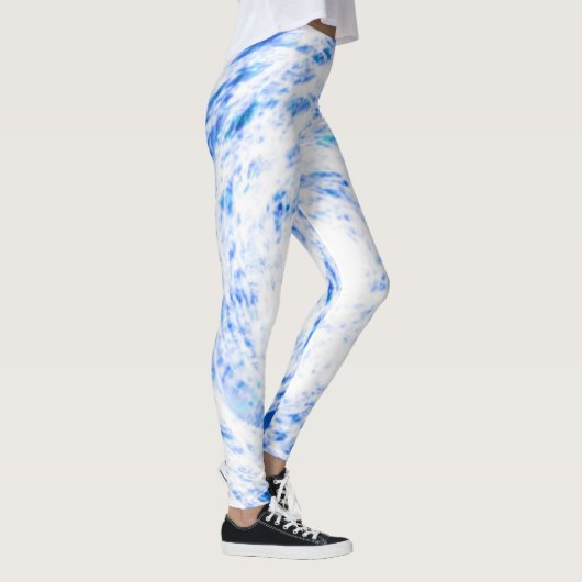 Blauwe en witte kleurstof Leggings (Rechts)