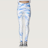 Blauwe en witte kleurstof Leggings (Voorkant)