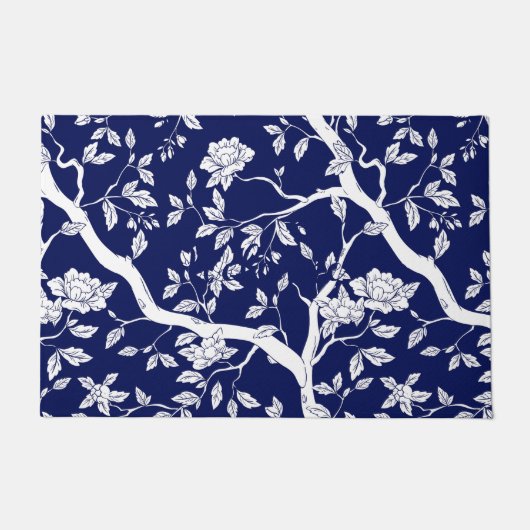 Blauwe en witte knalklep deurmat (Voorkant)