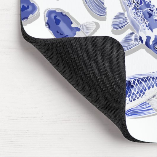 Blauwe en witte koi muismat (Hoek)