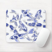 Blauwe en witte koi muismat (Met muis)