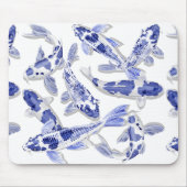 Blauwe en witte koi muismat (Voorkant)