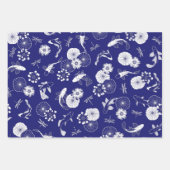 Blauwe en witte koi vis in het Lotus Pond Pattern Inpakpapier Vel (Voorkant 3)