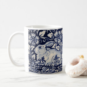 Blauwe en witte konijn Tile Woodland Flowers Snail Koffiemok