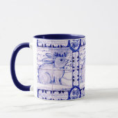 Blauwe en witte konijn Winter of kerstMok Mok (Links)