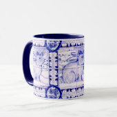 Blauwe en witte konijn Winter of kerstMok Mok (Voorkant links)