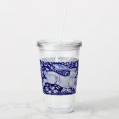 Blauwe en witte konijnenkonijn Tegel Wraparound Ar Acryl Drinkbeker (Achterkant)