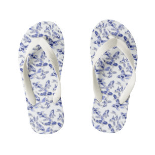 Blauwe en witte koolvis kinder teenslippers