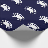 Blauwe en witte krabvorm cadeaupapier (Hoek)