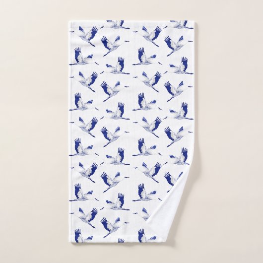 Blauwe en witte kranen bad handdoek (Handdoek)