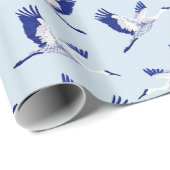 Blauwe en witte kranen cadeaupapier (Rol Hoek)