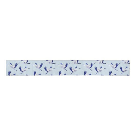 Blauwe en witte kranen grosgrain lint (Voorkant)