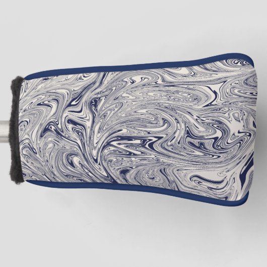 Blauwe en witte marmer golfheadcover (Voorkant)