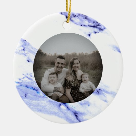 Blauwe en witte marmer keramisch ornament (Voorkant)