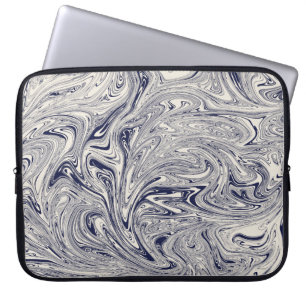 Blauwe en witte marmer laptop sleeve