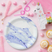 Blauwe en witte marmer papieren bordje (Feest)