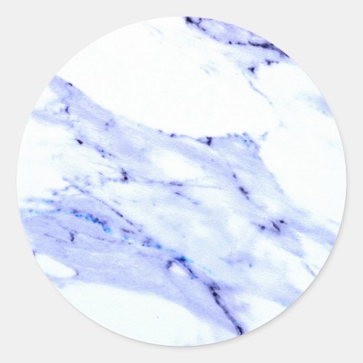 Blauwe en witte marmer ronde sticker (Voorkant)