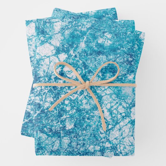 Blauwe en witte marmertextuur inpakpapier vel (In situ)