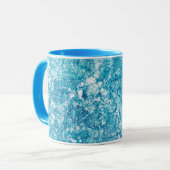 Blauwe en witte marmertextuur mok (Voorkant links)