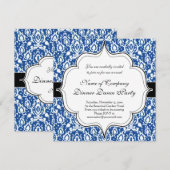 Blauwe en witte Marokkaanse Damask Kaart (Voorkant / Achterkant)