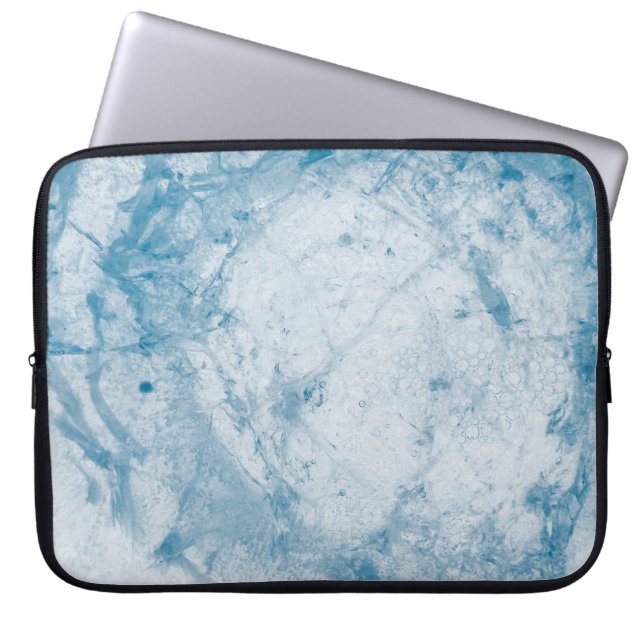 Blauwe en witte matras laptop sleeve (Voorkant)