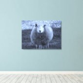 Blauwe en witte moederschapen. canvas afdruk (Insitu (Houten vloer))