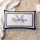 Blauwe en witte monogram Naam Keepomwille Pillow Kussen (Deken)
