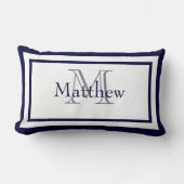 Blauwe en witte monogram Naam Keepomwille Pillow Kussen (Voorkant)