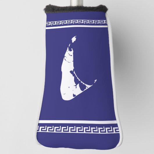 Blauwe en witte Nantucket Island - Griekse sleutel Golfheadcover (Draai 90)