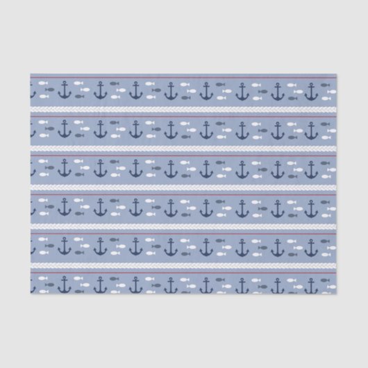 Blauwe en witte Nautische ankers Tissuepapier (Voorkant)
