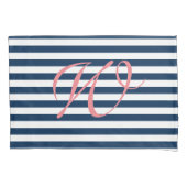 Blauwe en witte-nautische monogram, loodrecht kussensloop (Voorkant)