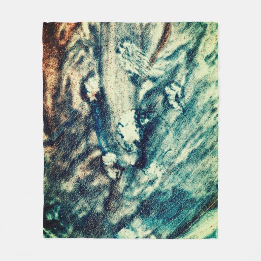 Blauwe en witte oceaangolven fleece deken (Voorkant)