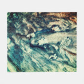 Blauwe en witte oceaangolven fleece deken (Voorkant (Horizontaal))