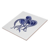 Blauwe en witte octopus tegeltje (Zijkant)