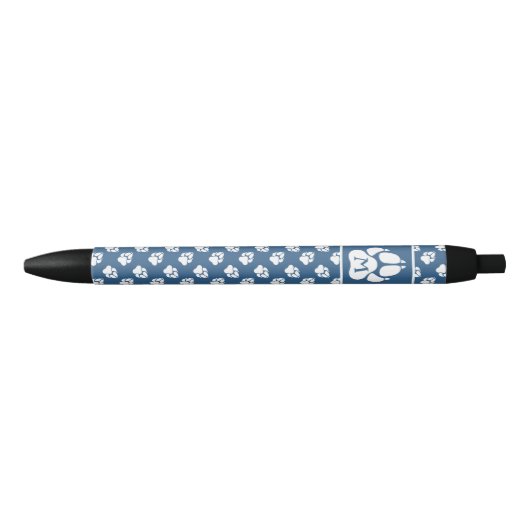 Blauwe en witte ovendrukken en  monogram zwarte inkt pen (Voorkant)