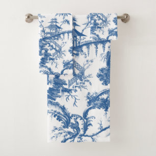  Blauwe en Witte Pagoda Chinoiserie Bad Handdoek