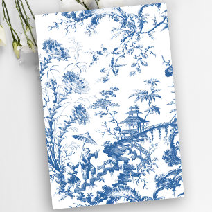  Blauwe en Witte Pagoda Chinoiserie Tissuepapier