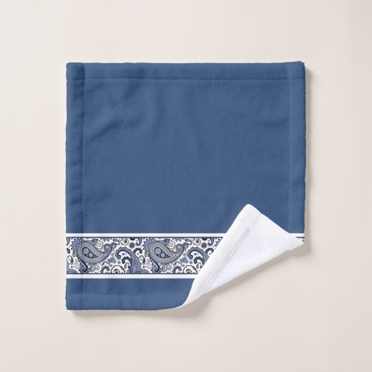 Blauwe en witte paisley bad handdoek (Wasdoekje)