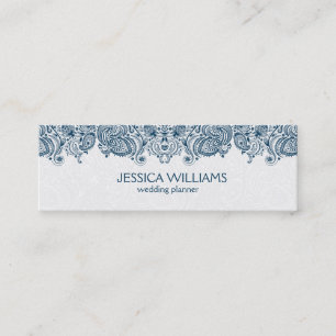 Blauwe en witte Paisley Wedding Planner Mini Visitekaartje