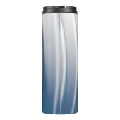 Blauwe en witte plastic verpakking thermosbeker (Achterkant)