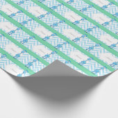 Blauwe en witte poka dot met blauwe Giraffe Cadeaupapier (Hoek)